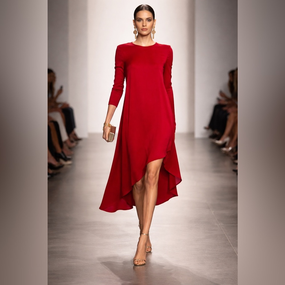 BCBGMAXAZRIA “YOLANDA” Asymmetrical Dress – Magenta Red | XS